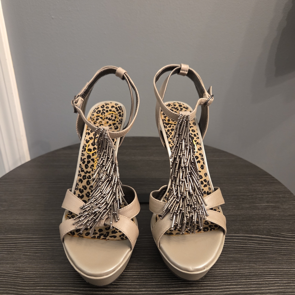 Jessica Simpson Beige Fringe Heels